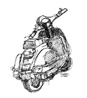 360x407 Vespa Sketch Lt New England Drawings My Artwork - Vespa Sketch