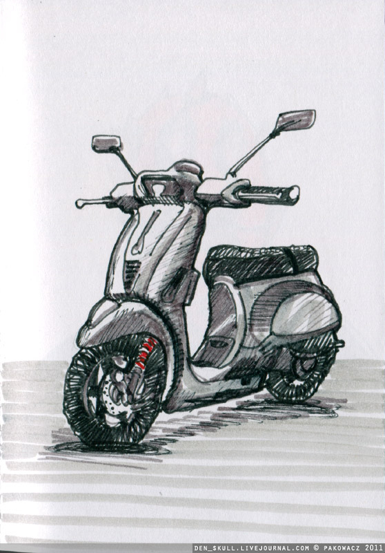 558x800 Vespa Scooter Sketch D Pakowacz - Vespa Sketch