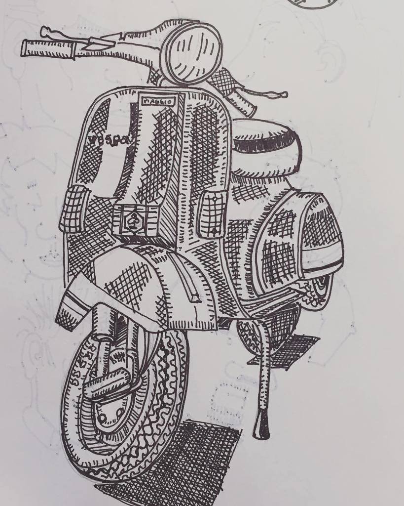819x1024 George On Twitter - Vespa Sketch