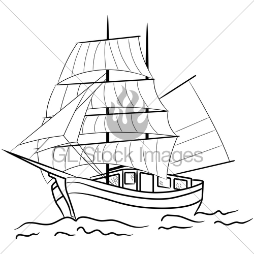 500x500 Sketch Of Nautical Sailing Vessel Gl Stock Images - Vessel Sketch
