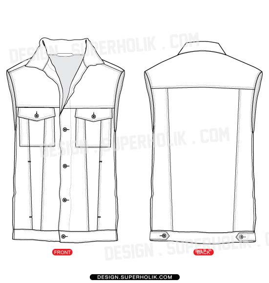 551x580 Fashion Design Templates, Vector Illustrations And Clip Artsdenim - Vest Sketch