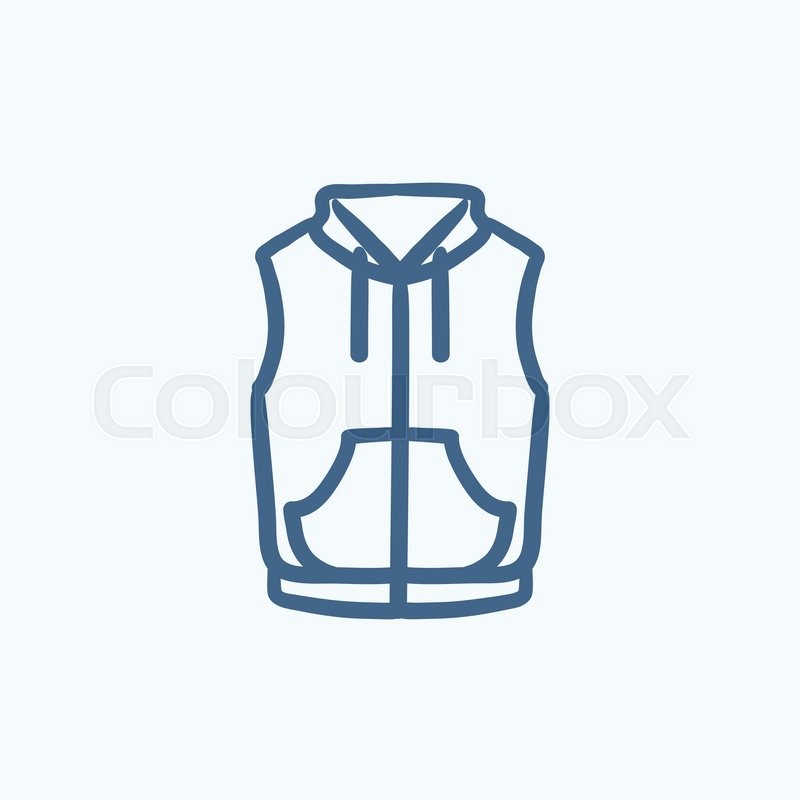 800x800 Vest Down Jacket Vector Sketch Icon Isolated On Background. Hand - Vest Sketch