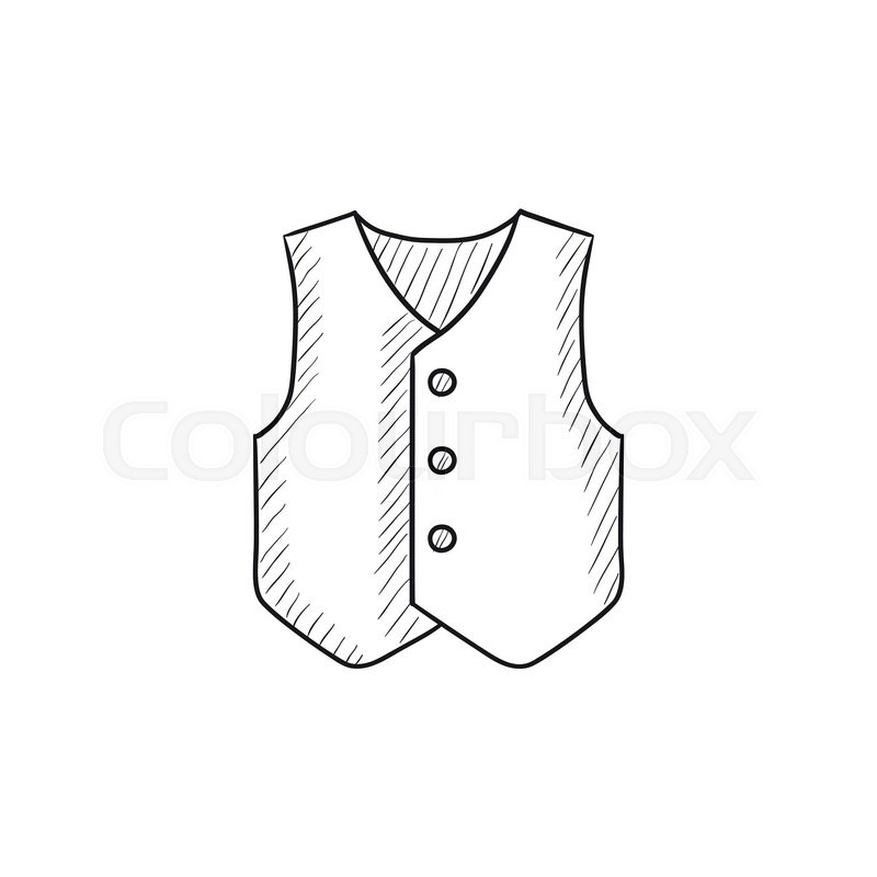 800x800 Waistcoat Vector Sketch Icon Isolated On Background. Hand Drawn - Vest Sketch