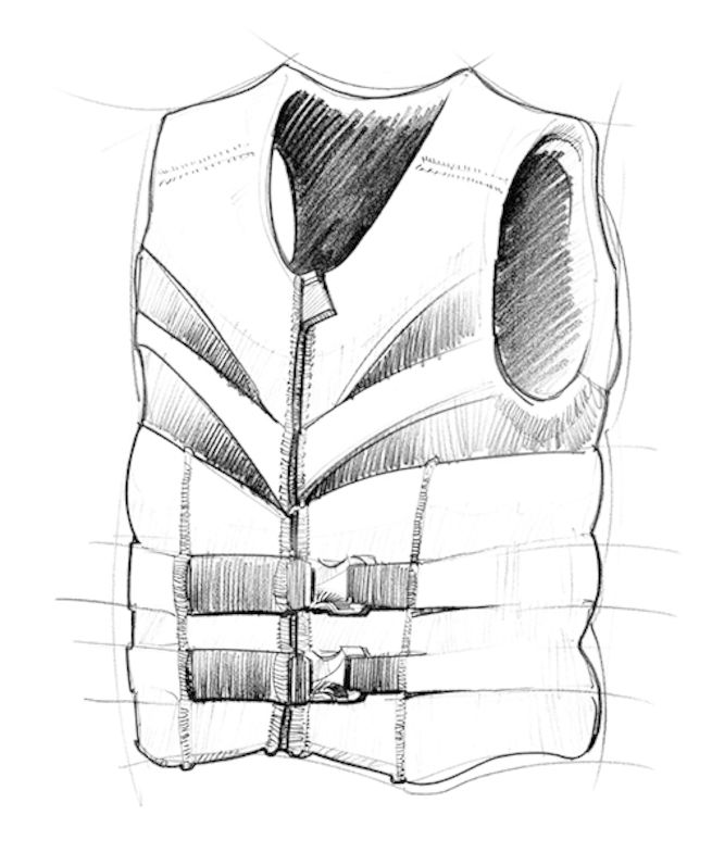 655x796 Wakeboarding Vest, How To Choose A Wakeboarding Life Jacket - Vest Sketch