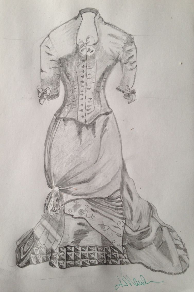 754x1136 Pencil Sketch Of Victorian Dress Kay Draws - Victorian Dress Sketches