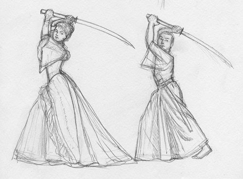 500x369 Busy Drawing Illustration Blog December 2013 - Victorian Dress Sketches