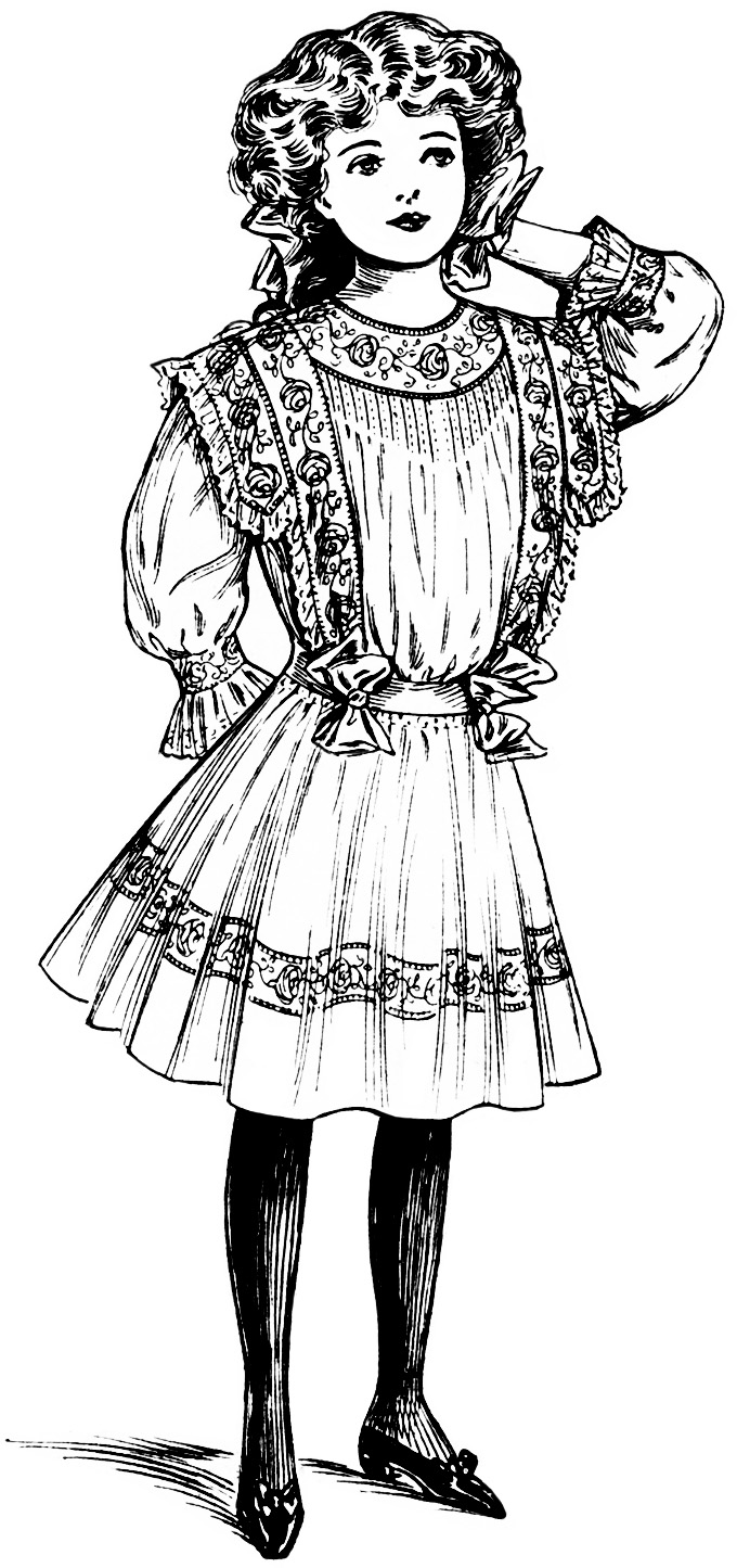 680x1445 Victorian Girl Clipart - Victorian Girl Sketch
