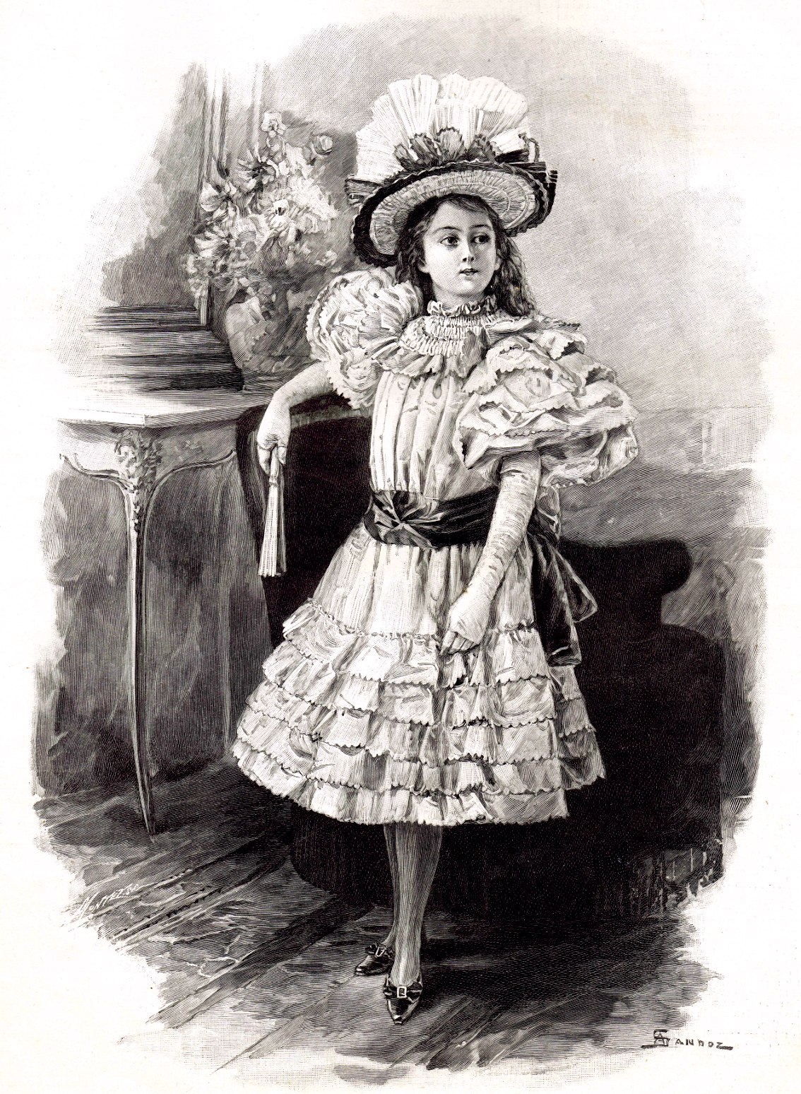 1134x1548 Victorian Little Girl In A Fancy Dress - Victorian Girl Sketch