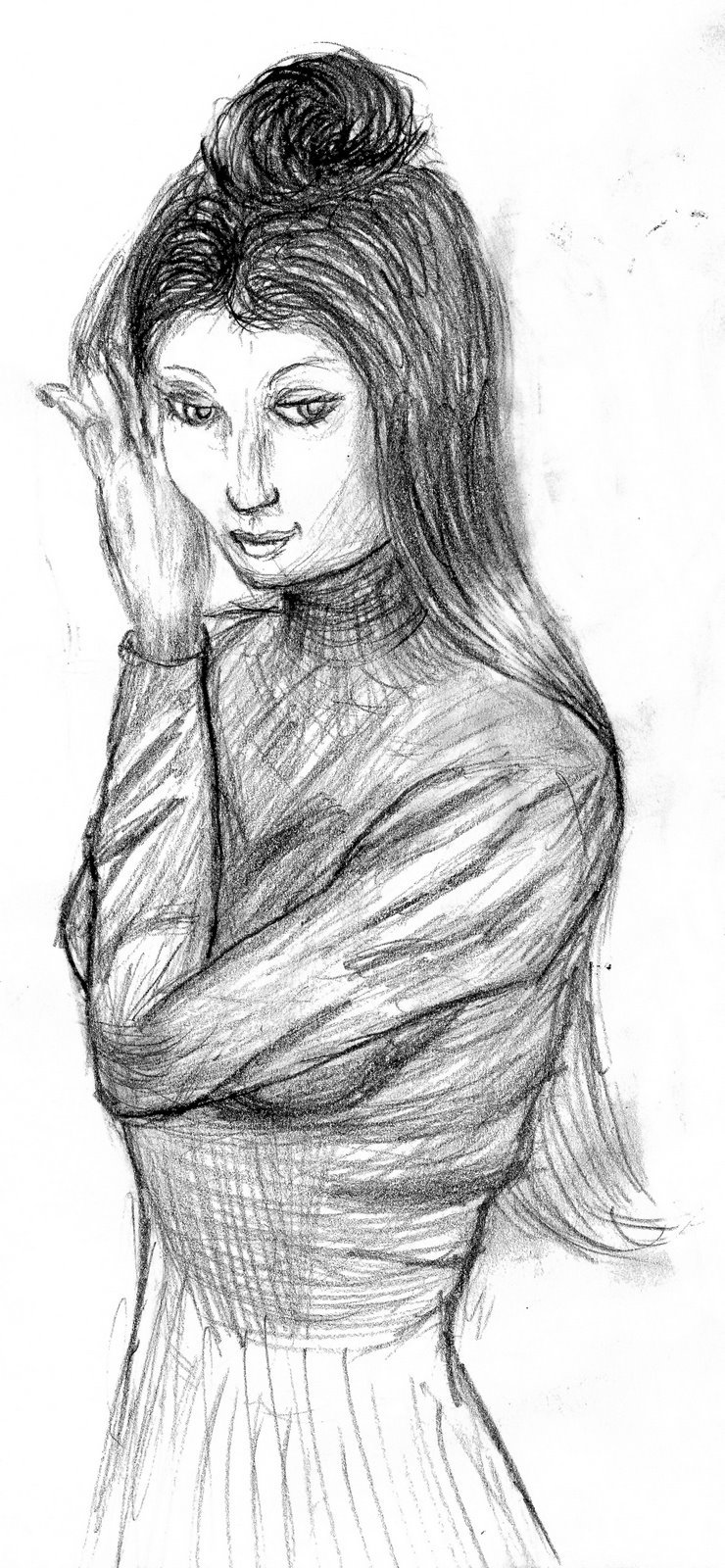 740x1600 Victorian Girl Pencil By Borsic - Victorian Girl Sketch