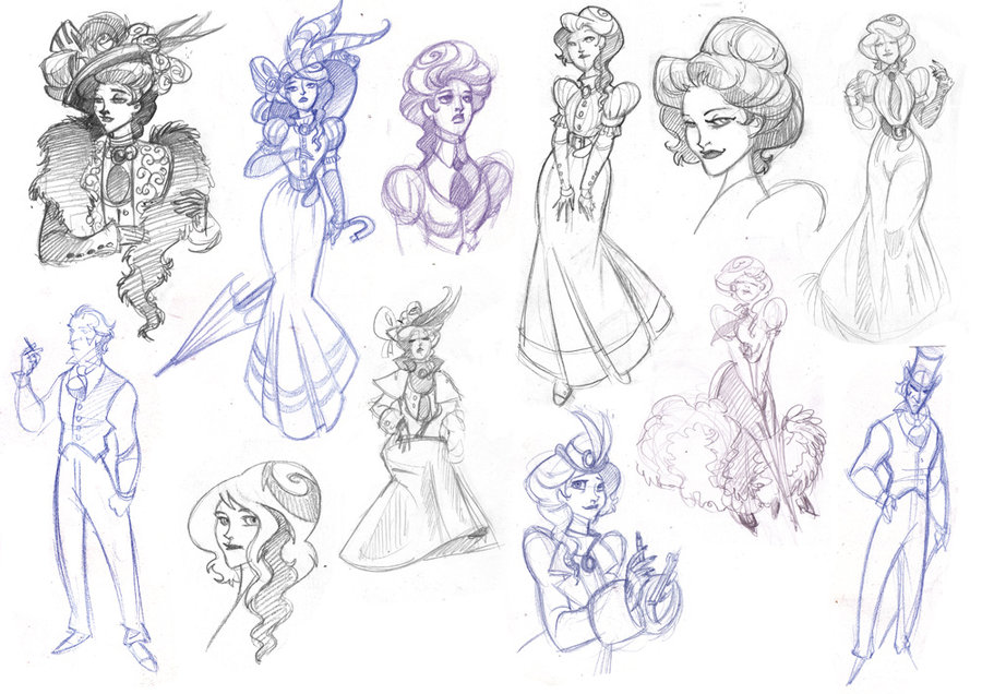 900x636 Victorian Sketches 1 By Kyla79 - Victorian Girl Sketch