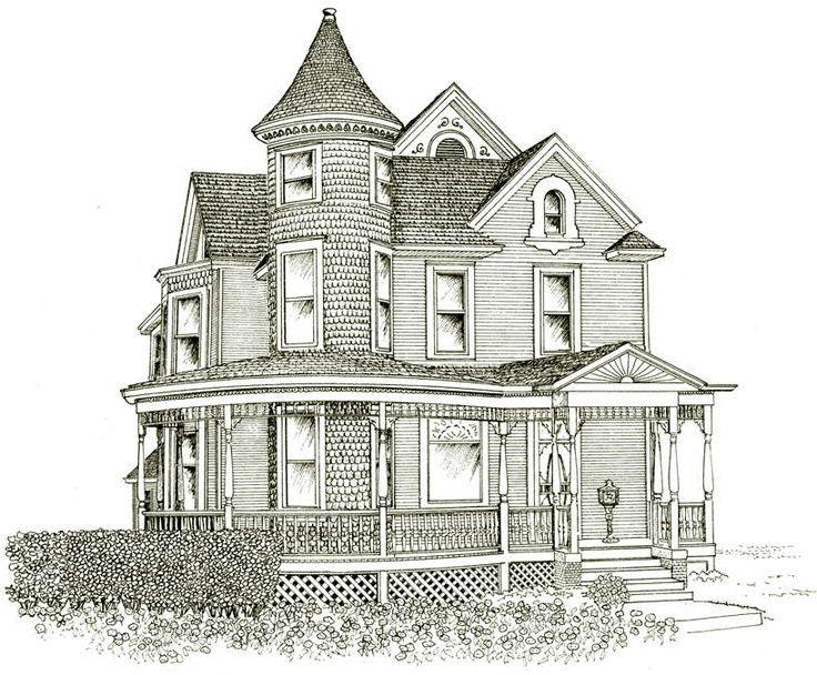 736x608 Architectural Styles Victorian Drawing Which Should Have Vibrant - Victorian House Sketch