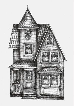 300x429 Paintings Of Victorian Houses How To Draw Victorian Houses - Victorian House Sketch