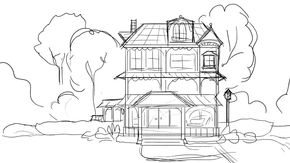 1000x563 Dribbble - Victorian House Sketch