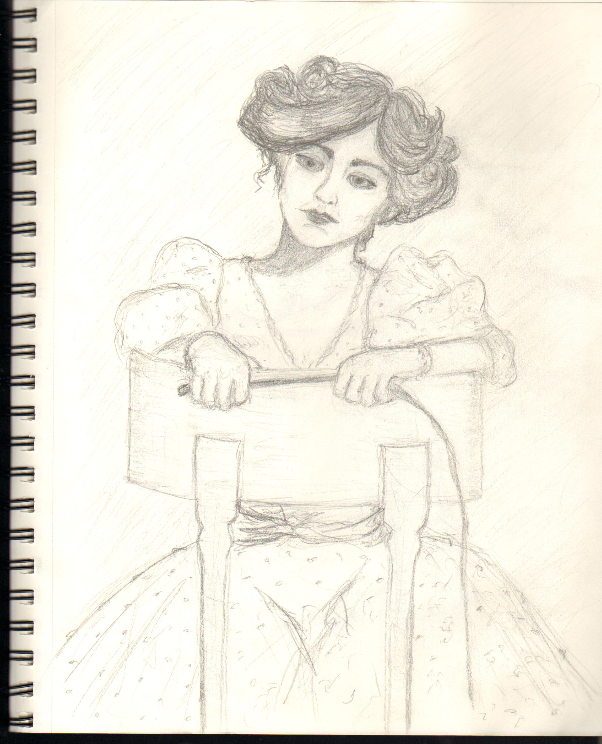 1964x2428 Pencil Kat Micari - Victorian Lady Sketch