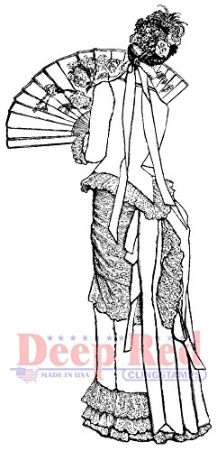 241x500 Deep Red Stamps Victorian Lady With Fan Rubber Cling Stamp - Victorian Lady Sketch