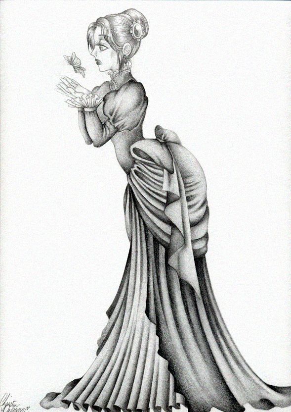 589x832 Victorian Drawing - Victorian Woman Sketch