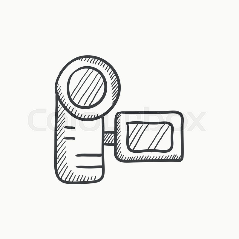 800x800 Digital Video Camera Vector Sketch Icon Isolated On Background - Video Camera Sketch