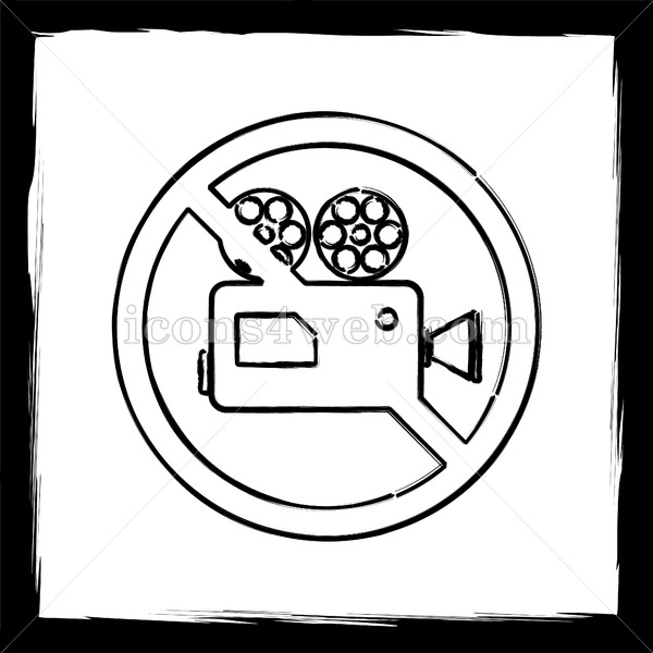 600x600 Forbidden Video Camera Sketch Icon. - Video Camera Sketch