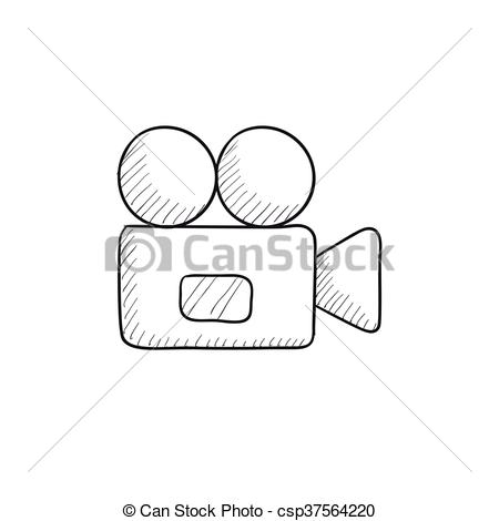 450x470 Video Camera Sketch Icon. Video Camera Vector Sketch Icon - Video Camera Sketch