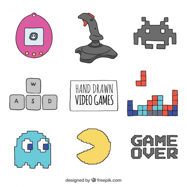 626x626 Sketches Of Video Game Elements Vector Free Download - Video Game Sketches
