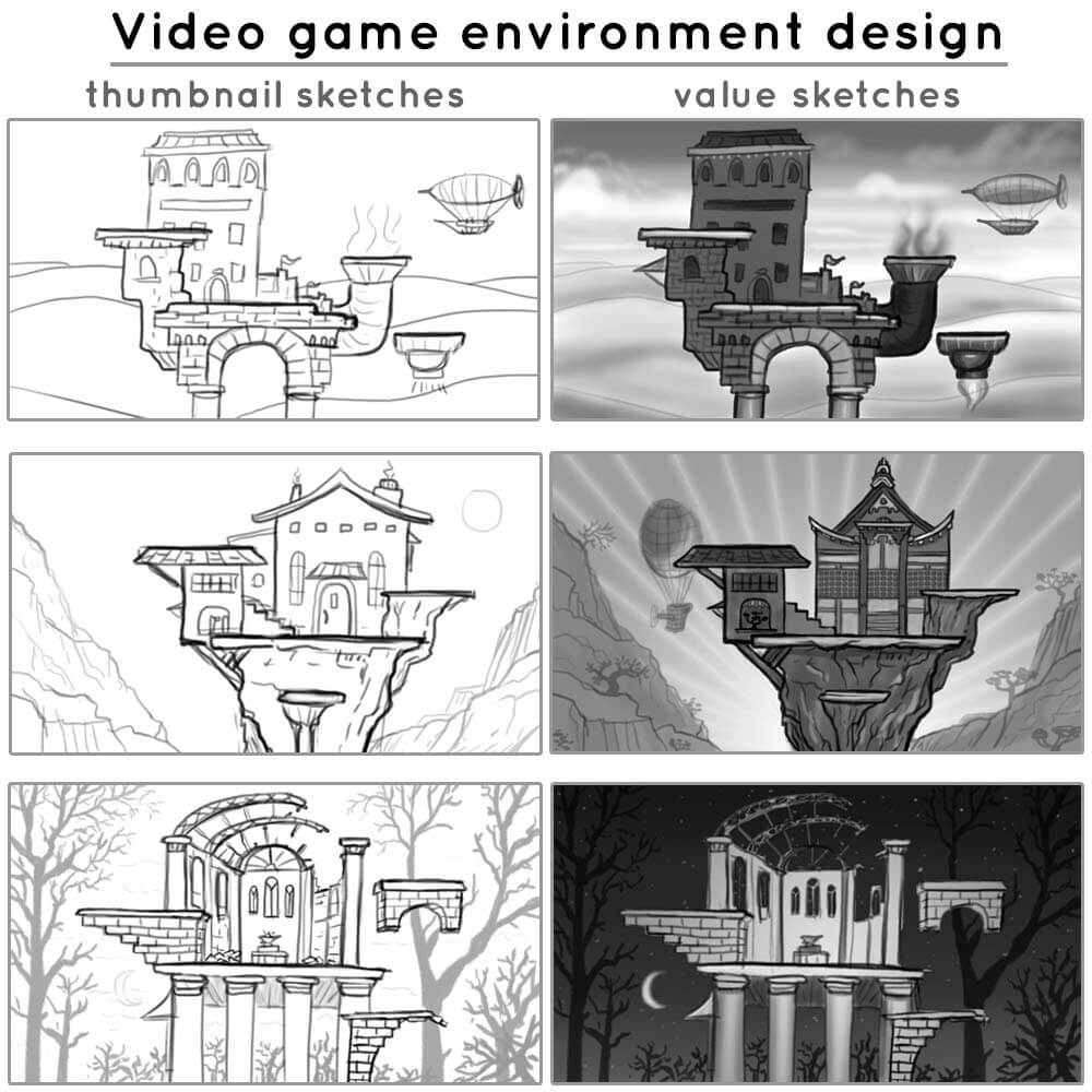 1000x1000 Video Game Environment Sketches - Video Game Sketches