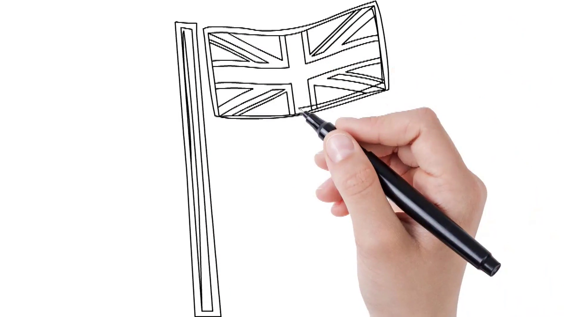 1920x1080 Man Sketching United Kingdom Flag On Whiteboard Background - Video Sketch Ideas