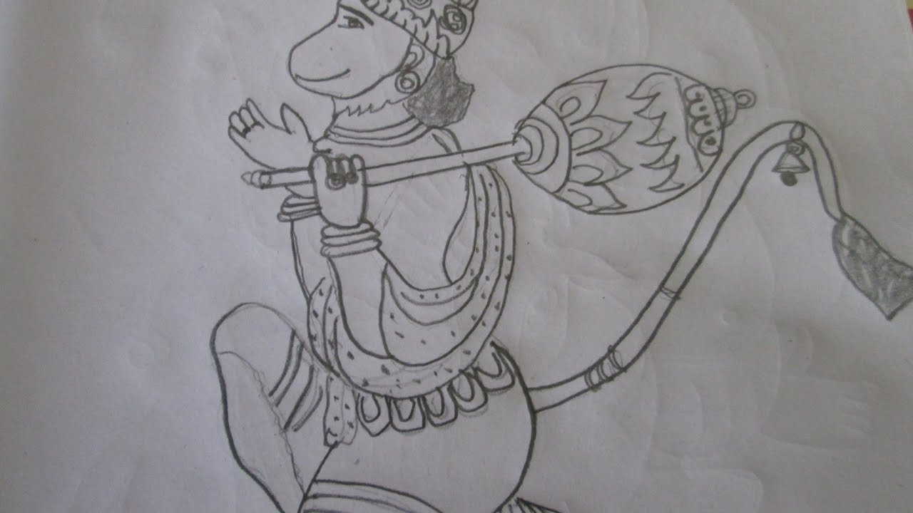 1280x720 Hanuman Pencil Sketch Lord Hanuman Image Drawing Tutorial Video - Video Sketch Ideas