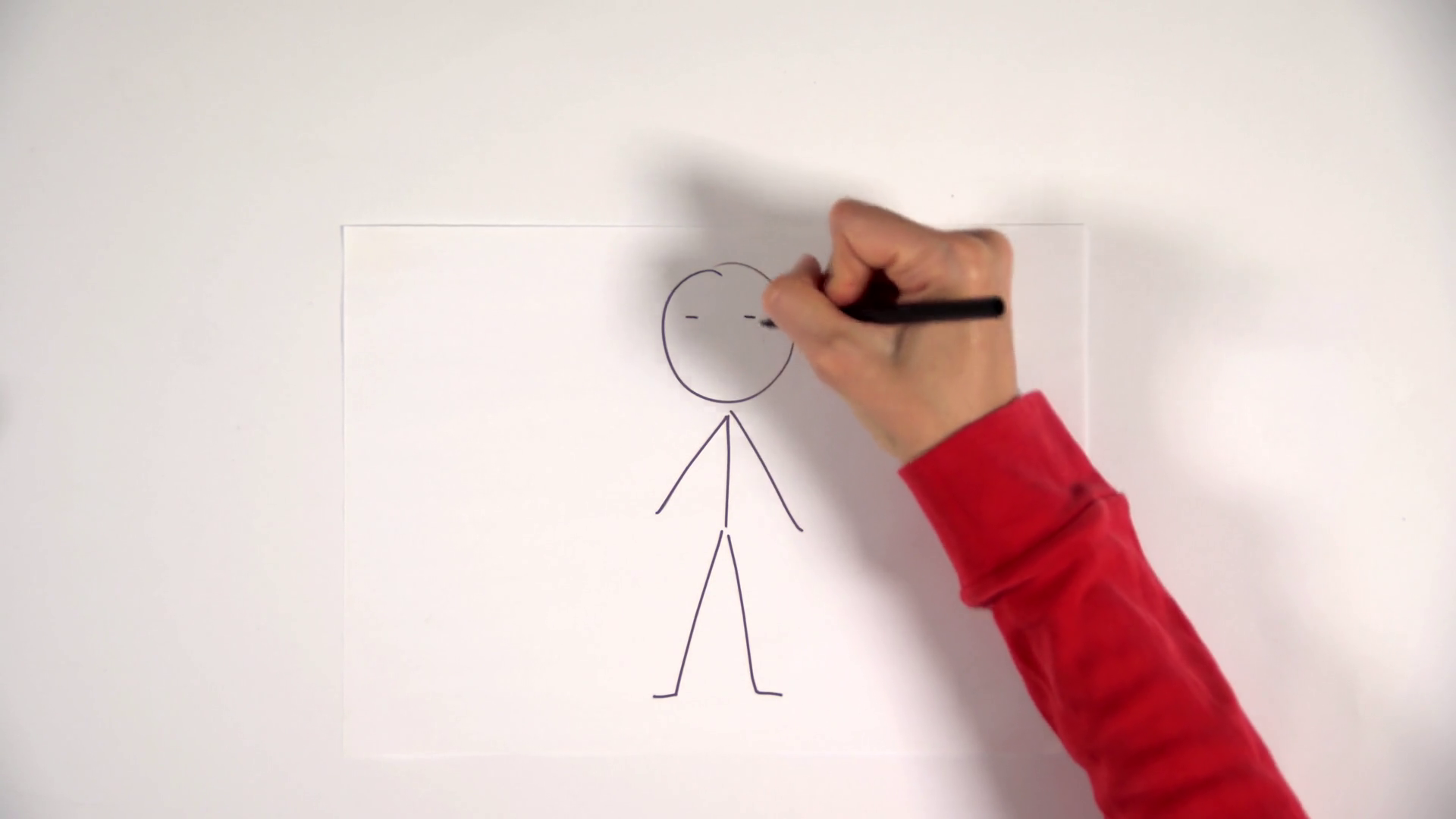 1920x1080 Hand Draws A Stick Man Sketch On White Sheet, It Comes To Life - Videos Sketch
