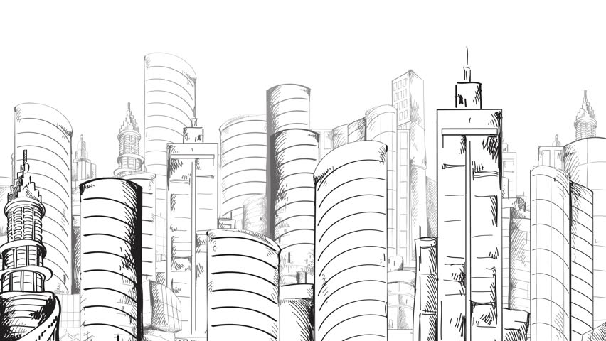 852x480 Modern Urban Sketch Skyscraper Building Stock Footage Video (100 - Videos Sketch