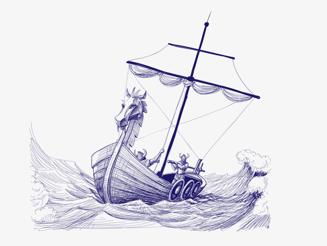 650x489 Sketch Ships At Sea, Sketch, Scenery, Ship Png And Vector For Free - Viking Boat Sketch