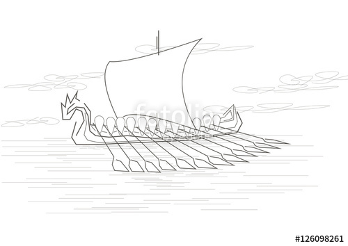 500x354 Linear Sketch Ancient Viking Ship Stock Image And Royalty Free - Viking Boat Sketch
