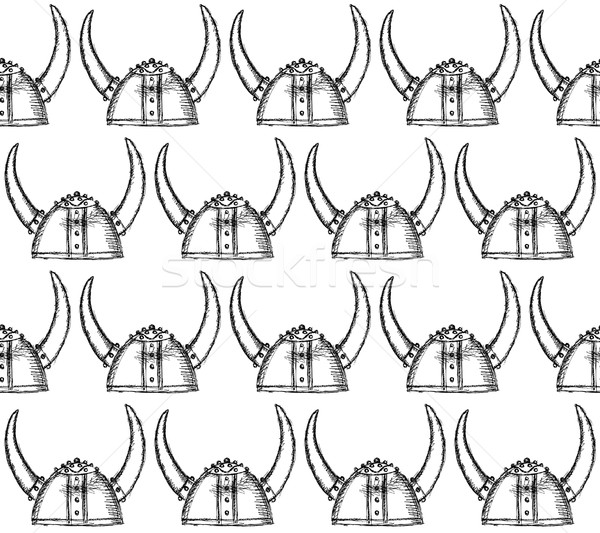 600x533 Sketch Cute Viking Helmet Vector Illustration Liliia Kavliuk - Viking Helmet Sketch