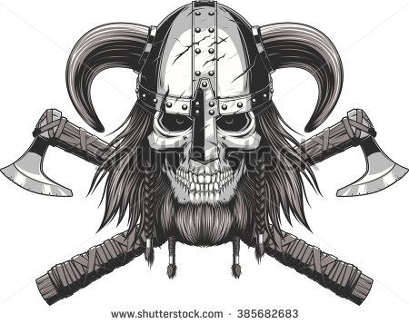 450x357 A Vector Illustration Of A Skull Wearing A Viking Helmet. Angels - Viking Helmet Sketch