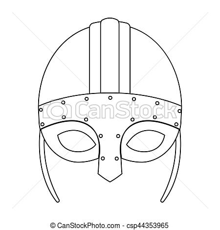 450x470 Viking Helmet Icon In Outline Style Isolated On White Background - Viking Helmet Sketch