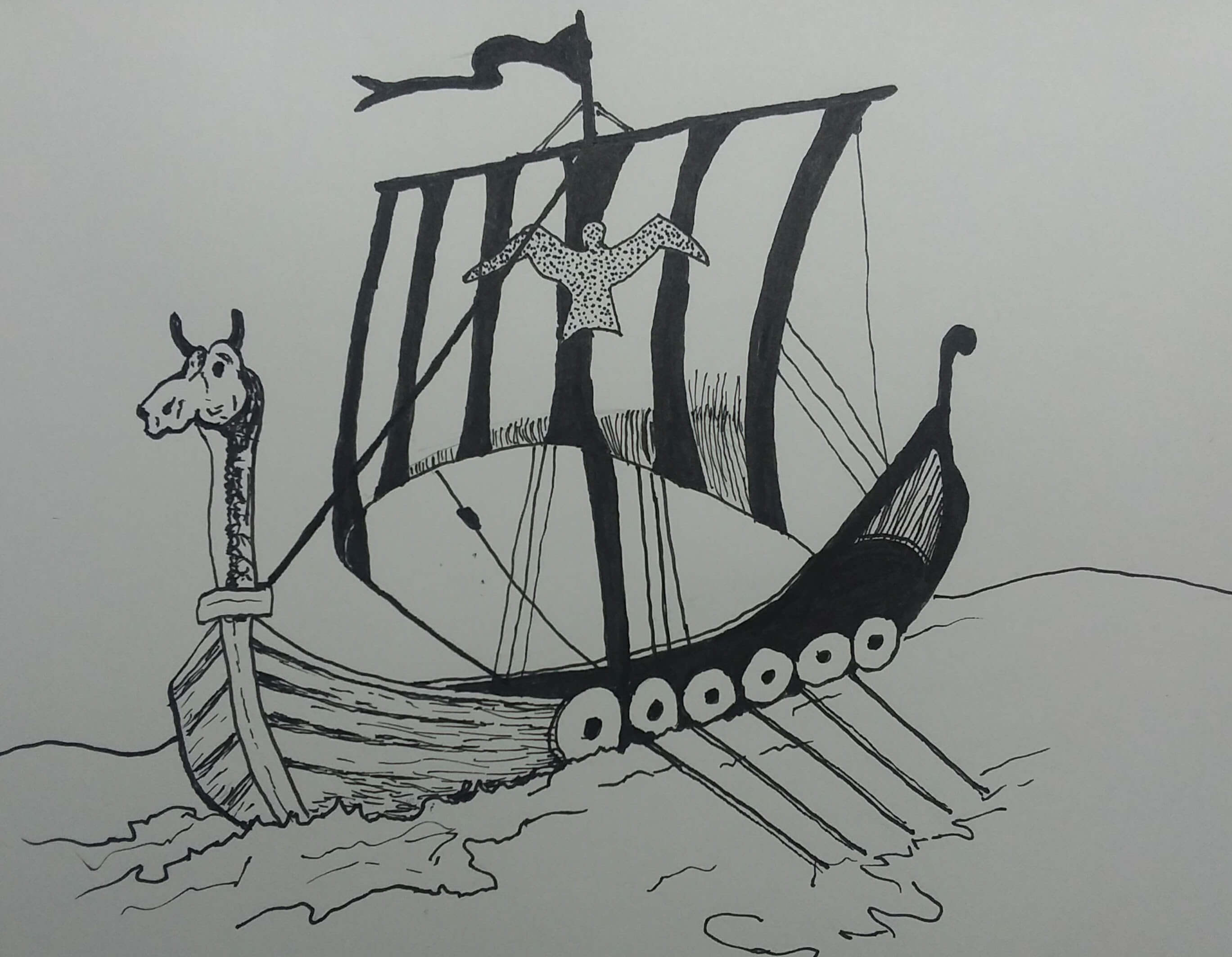 2737x2128 Viking Ship Learntodraw - Viking Ship Sketch