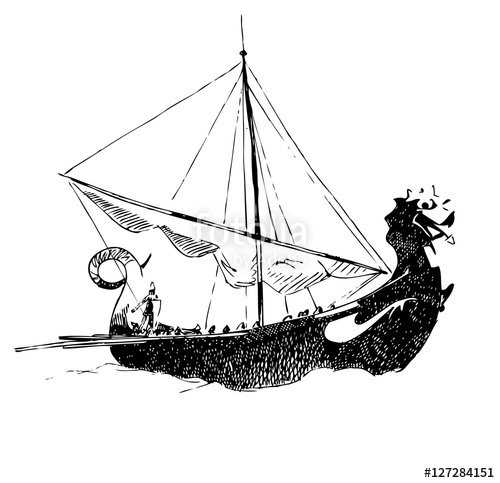 500x483 Viking Ship. Graphics Sketch. Vector Illustration Stock Image And - Viking Ship Sketch