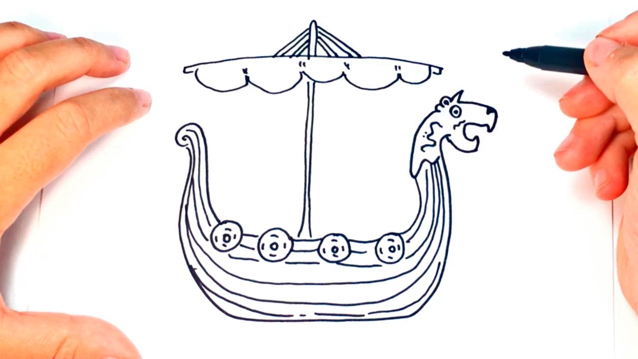 1280x720 How To Draw A Viking Ship Viking Ship Easy Draw Tutorial - Viking Ship Sketch