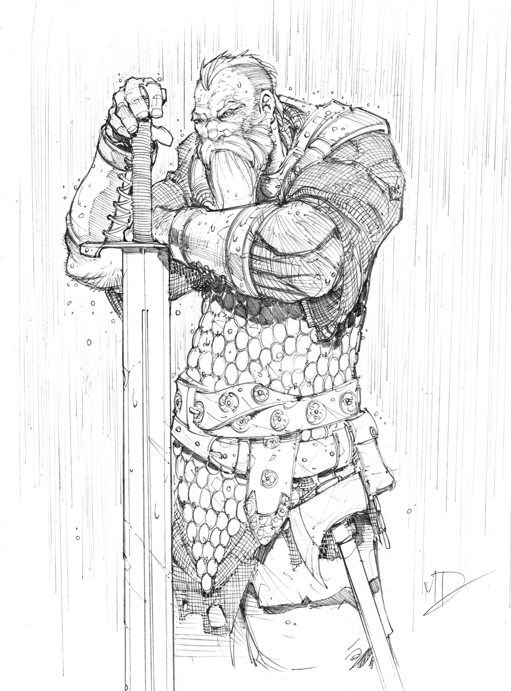 1000x1352 Warrior Sketch By Max Dunbar - Viking Warrior Sketch