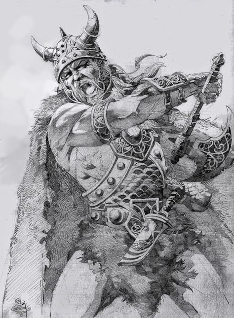 474x645 Alfabeto Viking - Viking Warrior Sketch