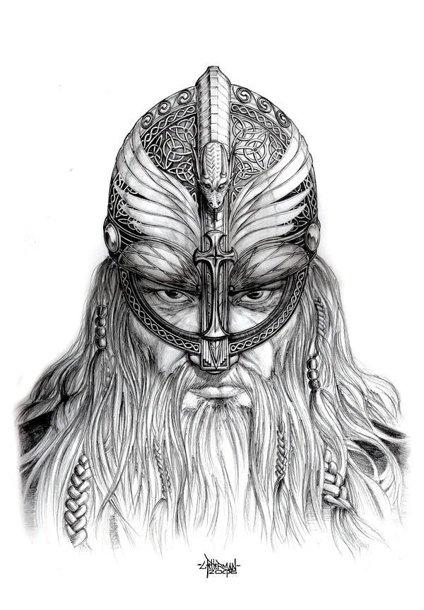 600x862 Viking Warrior Tattoo Drawing T Shirt Designs - Viking Warrior Sketch