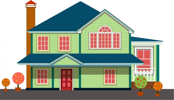 600x344 Villa Design Sketch Two Stories And Chimney Style Free Vector In - Villa Sketch