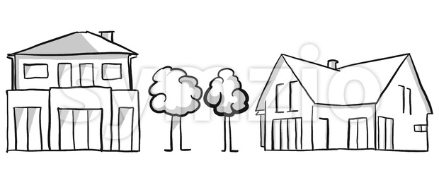 620x262 Family House And Villa Vector Sketch Vector Illustration 119409 - Villa Sketch