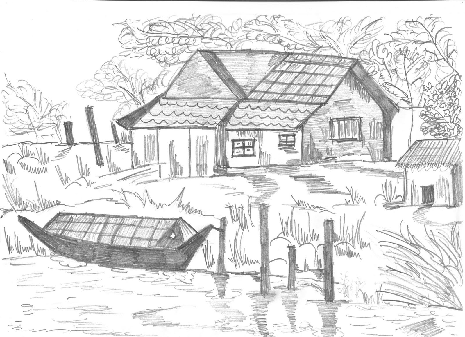 1600x1162 Photos Village Drawing Sketch, - Village Drawing Sketch