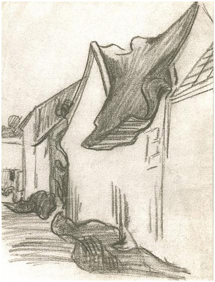 436x572 Village Street, Sketch By Vincent Van Gogh - Village Drawing Sketch