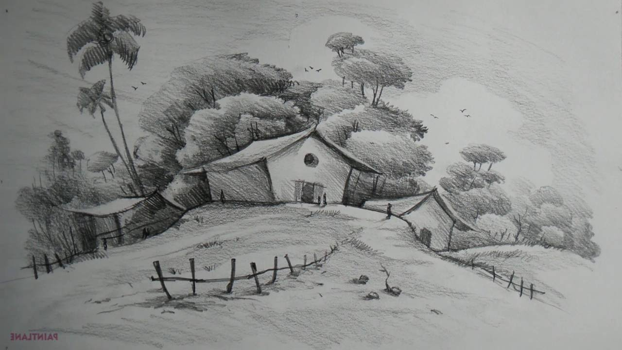 Village Drawing Sketch at PaintingValley.com | Explore collection of ...