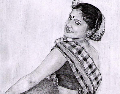 Village Girl Sketch at PaintingValley.com | Explore collection of ...