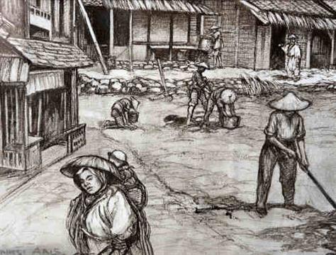 474x360 Ernest Alfred Aris (1882 1963), Chinese Village Scene, Signed - Village Scene Sketch