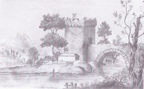 500x311 Sketch By Joseph Pocklington Winthorpe Village, Nottinghamshire - Village Scene Sketch