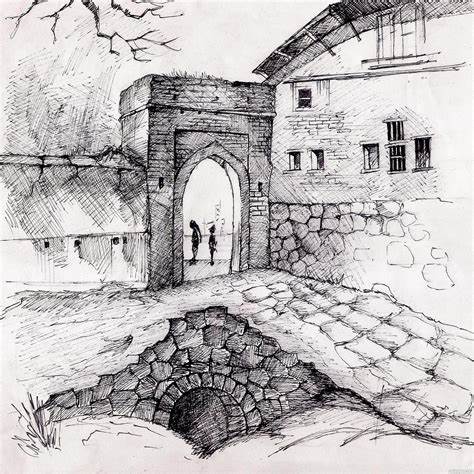 474x474 Village Scene Pencil Drawing. Pencil Sketch Scene How To Draw - Village Scene Sketch