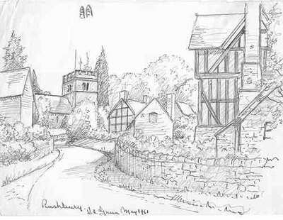 400x310 Drawn Scenery Scene - Village Scene Sketch
